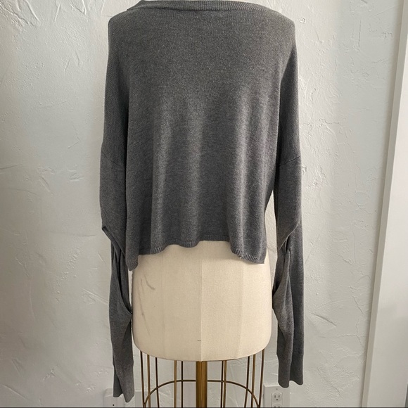 Leith gray cropped open sleeve sweater S - Picture 9 of 9